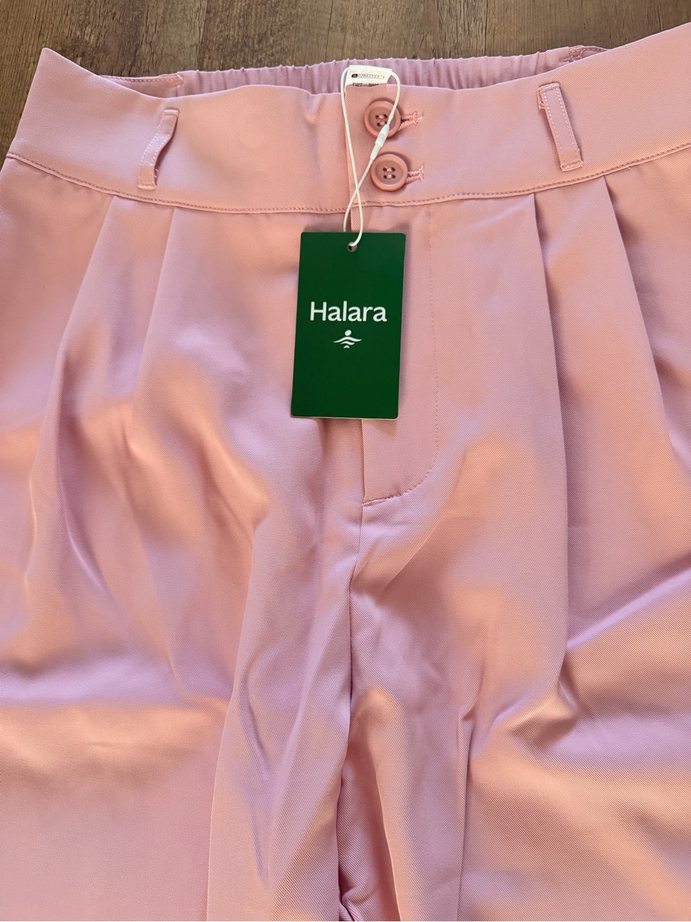 NWT Halara Pleated High Waisted Wide Leg Work Pants Pastel Pink Small Tall